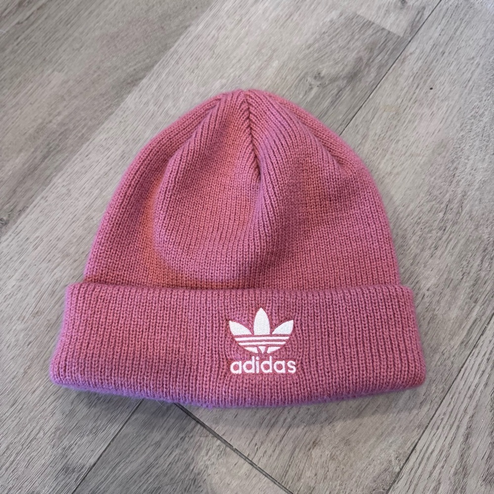 Adidas Womens Originals Trefoil Cuffed Beanie Hat - Trace Maroon Purple One Size